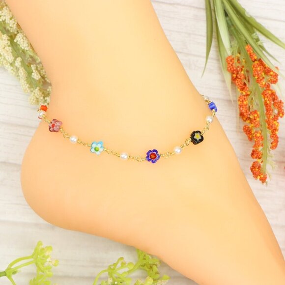 "Handmade Anklet – Elegant & Delicate Jewelry for Women | UNVRC1337 - Picture 2 of 10